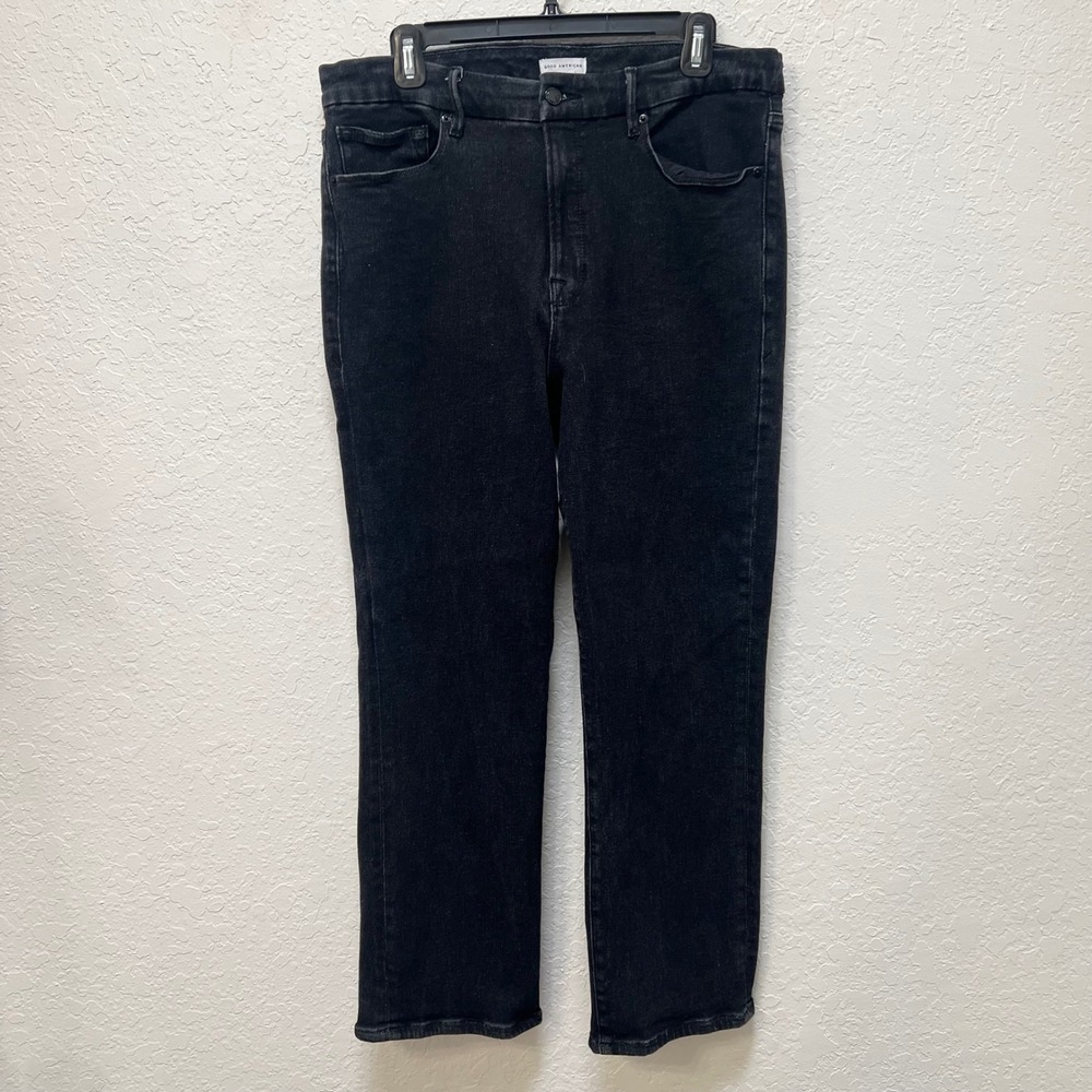 Good American Womens Size 16 Straight Leg Jeans Washed Black GS419TCET